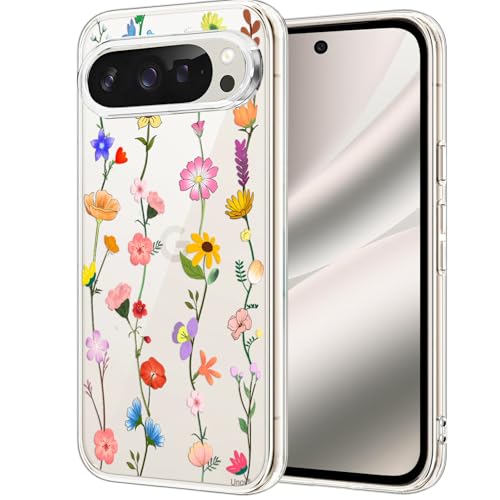 Coque Pixel 10 et 10 Pro transparente avec motif fleur florale en TPU souple antichoc Unov