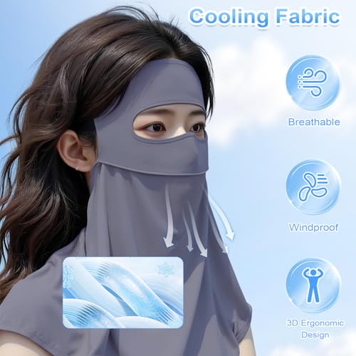 Image of TecoKart Face Mask with Neck Protection, UPF 50+ & Adjustable Ear Loops | Breathable Sun Protection Mask for Women Cycling, Biking, Outdoor Activities
