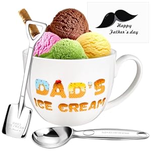 Fathers Day Dad Gifts from Daughter Son Wife,Personalized Gifts for Fathers Day,First Fathers Day Birthday Anniversary Presents Idea for PaPa Stepdad Father in Law 24oz Ice Cream Bowl Scoop Shovel