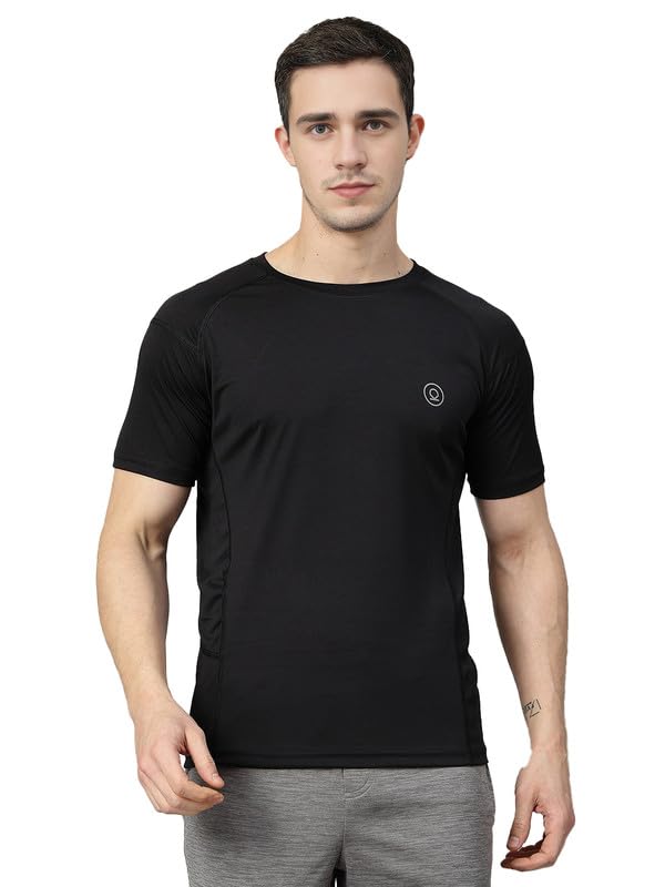 chkokko Men's Solid Quick Dry Sports Gym T-Shirt Breathable Moisture-Wicking Half Sleeve Round Crew Neck Regular Fit Active Wear for Running and Training Black Size 3XL-picture-21