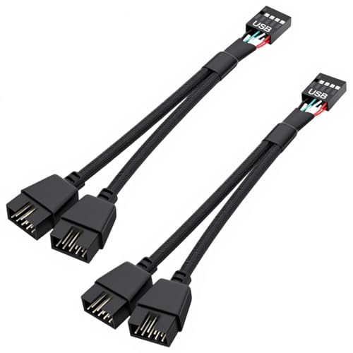 Image of ZORBES USB Internal Header Extension Cable, USB 2.0 /3.0 Motherboard Extension Cord for Front Panel & Internal Device Connection, 15cm No Tangle Nylon Braided Cord