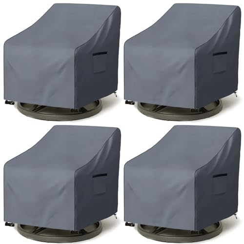 Dalema Outdoor Swivel Chair Cover 4 Pack,600D Heavy Duty 100% Waterproof Outdoor Chair Covers,Patio Furniture Covers for Swivel Patio Chairs,37.5" W x 39.25" D x 36" H,Grey