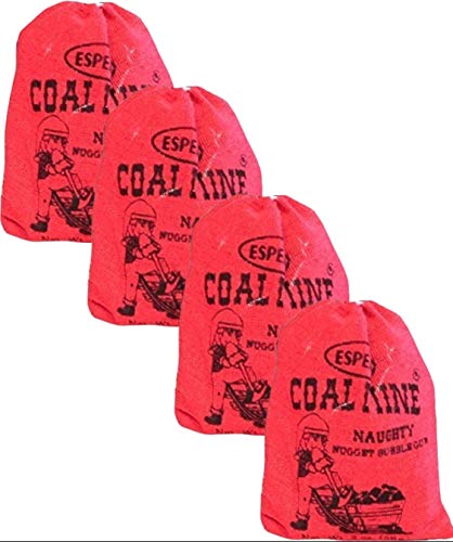 Coal Mine Naughty Black Nugget Bubblegum 4 Bags Candy-Santa Christmas Holiday Stocking Filler Gift
