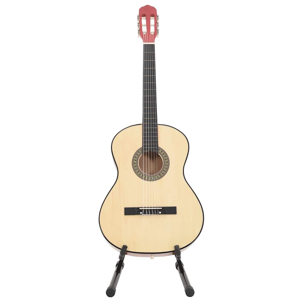 12-teiliges klassische Gitarrenset für Anfänger 4/4 39 Zoll Konzertgitarre Natur Lindenholz mit Stimmgerät Kapodaster Saitenkurbel und Zubehör für Übung und Bühne