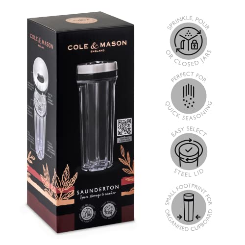Cole & Mason Saunderton Herb and Spice Storage Jar and Shaker, Adjustable Multi-Use Seasoning Dispenser with Precision Pour Control - Image 2