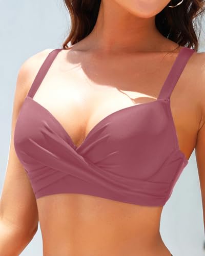 Image of Aqua Eve Women Underwire Bikini Top - Push Up Swimsuit Top Bra Padded Bathing Suit 2026 Twist Front Swimwear