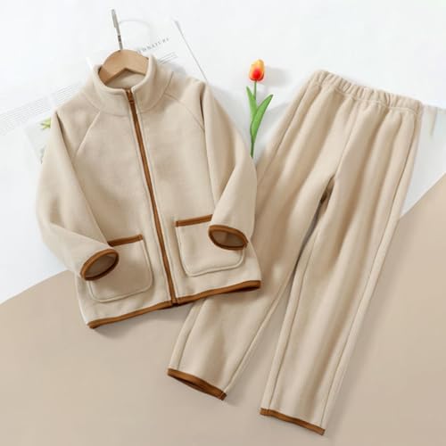 Boys Girls Tracksuit Polar Fleece 2 Piece Outfits Sweatsuit Pocket Zip Up Sweatshirt with Pants 𝗟ounge Legging Set for Kids3