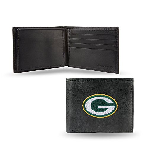 Rico Industries NFL Embroidered Leather Billfold Wallet, Green Bay Packers , 3.25 x 4.25-inches