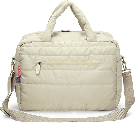 Baby Diaper Bag Tote, Beige - Large Capacity Travel, Hospital Bag Functional with Changing Pad and Stroller Attachments.