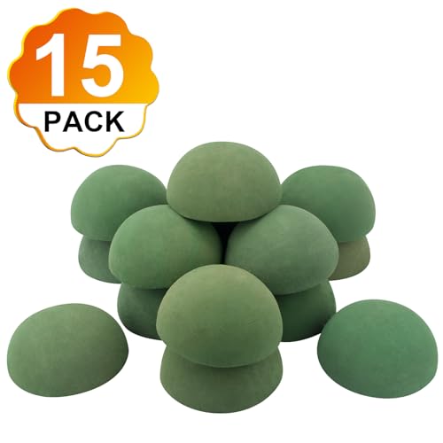 [ 15 Pack] Half Ball Round Floral Foam Blocks,Green Wet Dry Flower Foam Blocks,Plant Foam for Fresh and Artificial Flower Arrangements (5.50 x 2.75 Inch) - Thumbnail 2