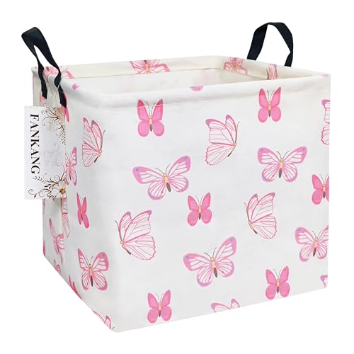FANKANG Square Nursery Hamper Storage Bins Canvas Laundry Basket Foldable with Waterproof PE Coating Storage Baskets Gift Baskets for Children,...