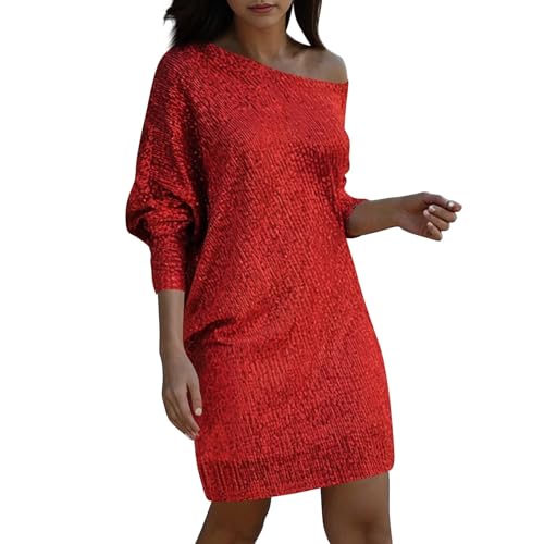 Robe de soirée à manches longues en maille scintillante haute couture