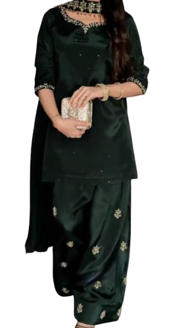 rasutakshvi Designer Farshi Plazo Set for Women with Dupatta | Heavy Crepe Ethnic Suit | Thread & Sequin Embroidery | Pearl Work Kurta Set | Festive Wedding Party Outfit-picture-15