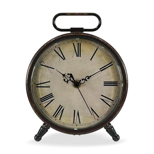 Vintage Desk Clock, 8 Inches Silent Non-Ticking Battery Operated Metal Table Top Clock for Bedroom, Living Room, Office, Shelf Decor (Brown)