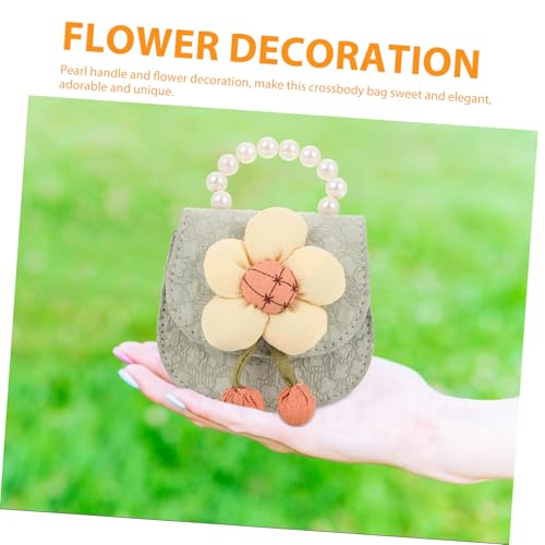 Girls Cute Mini Crossbody Purse Lightweight Floral Handbag with Pearl Accents for Little Girls Stylish Boy Shoulder Bag Green for Everyday Use3