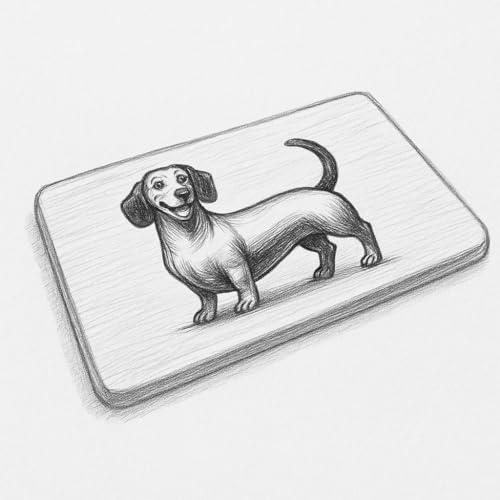 eXODA Dackel Frühstücksbrettchen aus Buchenholz 22 x 12 x 1 cm hellbraun mit witzigem Dackel-Motiv langlebig hitzebeständig geeignetes Geschenk für Dachshund-Fans