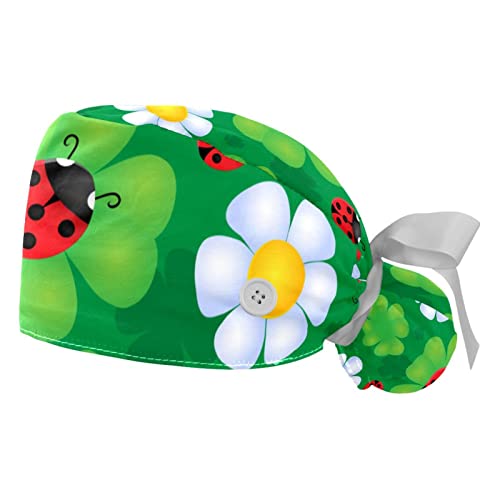 Chapeaux de travail respirants JDEZ : lot de 2 casquettes bouffantes fleurs