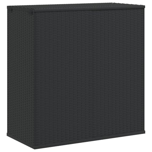 Nqyjm Caja de jardín para cojines de jardín de ratán de polietileno 100 x 49 x 103,5 cm, color negro, caja de almacenamiento con tapa, caja de almacenamiento para jardín, para terraza, balcón
