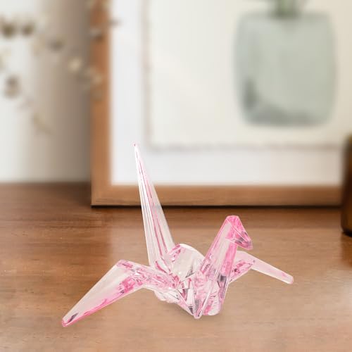 SEWACC Acrylic Origami Crane Figurine Clear Paper Bird Decoration Kids Birthday Gift Desktop Ornament 5.82X4.80X3.74In Creative Animal Model - Image 3