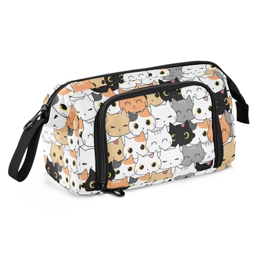 Image of Fisyme Cute Cats Pencil Case Large Capacity Pencil Pouch Pen Bag Box Big Makeup Pencil Case Organizer