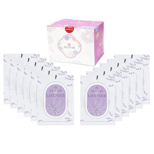 HOFSIN 12Pack Lavender Sachets with Hanging Strings,Long Lasting,Scented Paper Bags,Air Freshener Deodorizer for Closet and Drawer,Home Fragrance for Wardrobe,Car(Lavender)