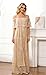HOYISHION Women's Off The Shoulder Lace Maxi Wedding Dress Boho Flowy Long Evening Party Formal Gown for Brides Apricot