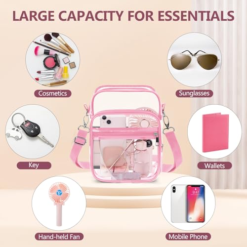 Image of Blvornl Clear Crossbody Bag with Adjustable Shoulder Strap, Stadium Approved PVC Purse Bag, Messenger Bag