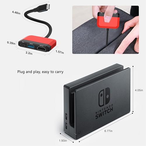 Image of Switch Dock for Nintendo Switch 2 /Switch /OLED, 3-in-1 Portable TV Dock with 4K@60Hz HDMI USB 3.0 Port USB C PD 100W Charging,Mini Travel Dock Replacement for Switch Docking Station,