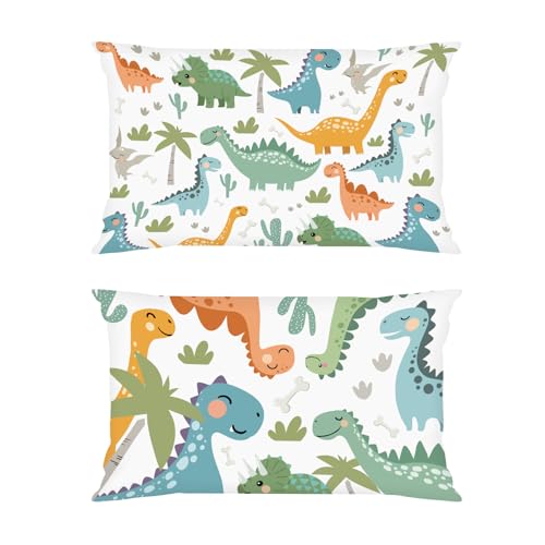 Joymaison Housse Coussin 33x45 Lot de 2 Enfants Dinosaure Taie d'oreiller Animaux Dino Plante Tropicales Housse d'oreiller pour Coussins Canapé Housses Home Décor