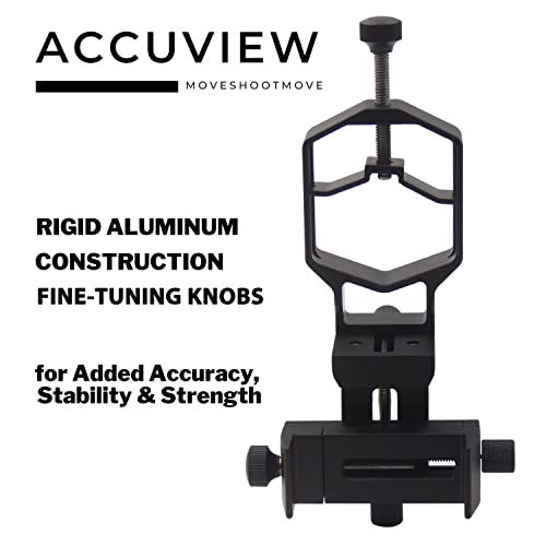 3-Axis High-Precision Telescope Phone Adapter - Accuview Digiscoping Smartphone Holder Metal Mount For Spotting Scope Binocular Monocular Microscope|Fits All Cell Phone Cameras/Max 2.4" Eyepiece #TOP4