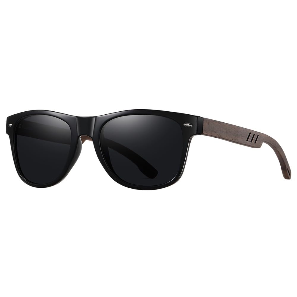 Schwarze Sonnenbrille für Männer Holz Sonnenbrille Mann Brille Polarisierende Brille UVA & B Schutz Brillen