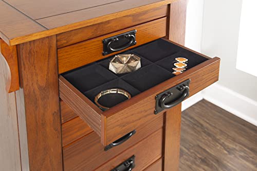 Powell Oak Kat Jewelry Armoire 19.625\"L x 15.25\"W x 40.625\"H