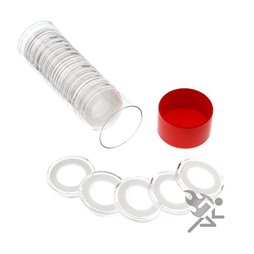 Contenedor Airtite con 20 cápsulas blancas para monedas 18mm miniatura 1