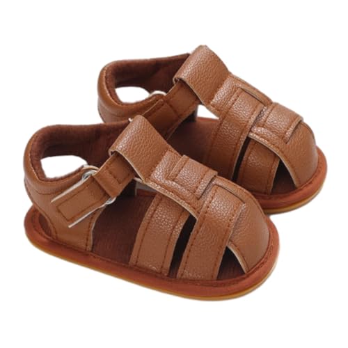 Clearance 0-3 Months Unisex Baby Sandals Infant Girls Boys Leather Closed Toe First Walking Shoes Outdoor First Walking Shoes Prewalker Beach Sandals with Non-slip Rubber Sole A0_Clearance Brown