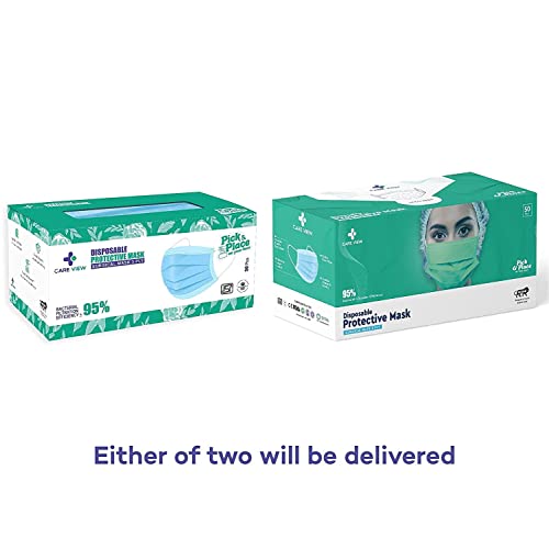 Image of Careview CARE VIEW N95 N95 SITRA Approved, 3 Ply Disposable Surgical Mask (Green, Pack of 100) With Built in Metal Nose Pin and 1 Melt Blown Layer