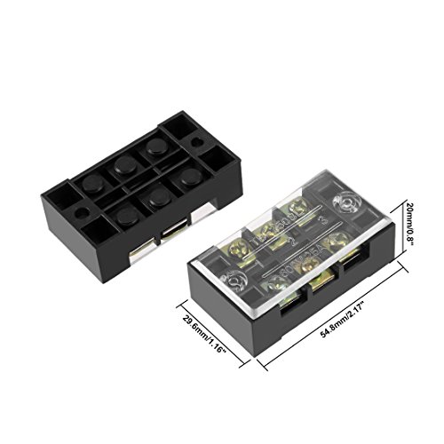 uxcell 6 Pcs 3 Positions Dual Rows 600V 25A Wire Barrier Block Terminal Strip TB-2503L