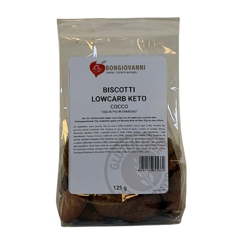 Bongiovanni Bontà Naturali Galletas Keto bajas en carbohidratos – 125 g – Sabor coco