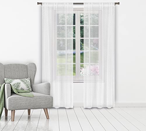 Lala + Bash Millie Metallic Specks Window Curtain, 54X96, White-Gold #TOP3