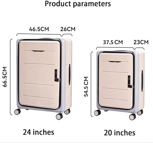 Suitcase Foldable Suitcases Adjustable Trolley Carry On Luggage Front Open Suitcase Luggage(E,20 in)2