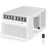 12,000 BTU U-Shaped Window Air Conditioner, Window AC Unit with Dehumidifier, Cools Up to 550 Sq. Ft for Large Rooms, Saddle AC Unit with Full Window View, 4 Fan Speeds, 24H Timer, Sleep Mode