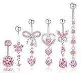 Vesavifaka Piercing para el Ombligo de Acero quirúrgico, 6 Piezas de Piercing de Plata para el Ombligo, Anillos de Acero Inoxidable para el Ombligo 14G, Dulce joyería para Piercing en el Ombligo