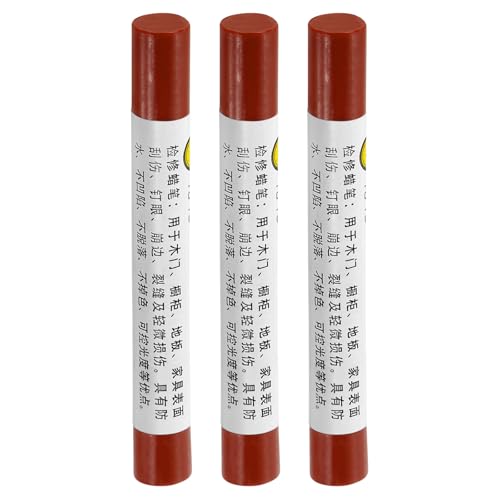 uxcell Furniture Repair Crayons, 3Pcs - Wood Wax Filler Stick, Furniture Markers Touch Up - for Scratches Holes Tables Desks Wooden Floors Cover Ups, Cedar