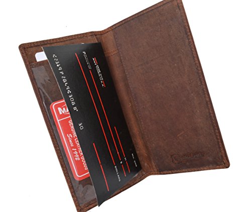 Personalized Name Initials Wallets Vintage Leather RFID Bifold Checkbook Cover Holder Womens Mens (Brown)4