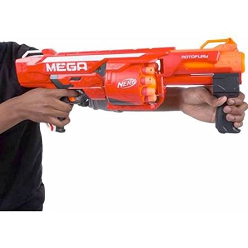 Image of Nerf Mega Rotofury Blaster - 10-Dart Rotating Drum - Pump Action Blasting - Includes 10 Mega Darts - for Kids, Teens, Adults & Rival Kronos XVIII-500 (Blue), for Adult & Kids Ages 14 and Up
