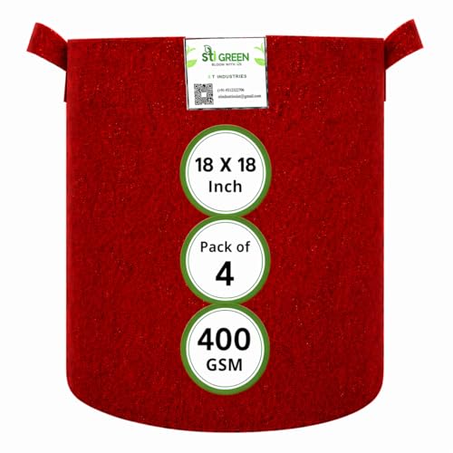 Image of Geo Fabric Grow Bags 18X18 Inch (Pack of 4) | 400 GSM UV-Protected Vegetable Plant Bag | Grow Bags for Terrace Gardening Maroon | Heavy Duty Plant Grow Bag