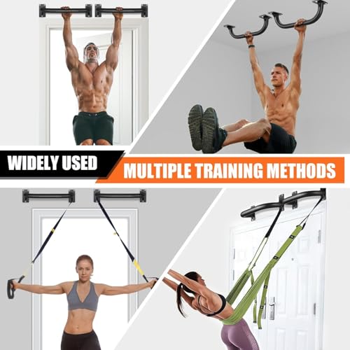 Image of TYB 2PCS Wall Mount Doorway Pull Up Bar, Heavy Duty Strength Training Chin Up Bars, Door Frame Pull-Up Bars Ceiling Wall Mounted, Thick steel Sturdy Hanging Pull-up Bar for Home Gym Workout (Black, 2PCS Wall Mount)