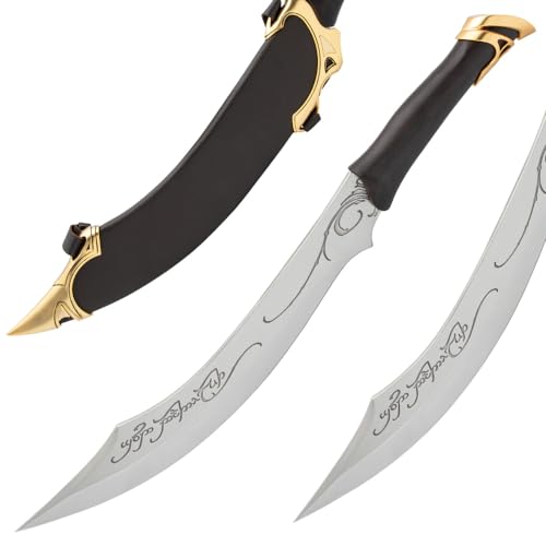 United Cutlery Lord of The Rings Elven Knife of Strider | LOTR Officially Licensed Reproduction | Stainless Steel Blade | Wooden Wall Plaque | Certificate of Authenticity | Full Size Replica