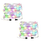 BTF-LIGHTING WS2812B IC RGB Pebble Pixel Seed String Roll Individual Addressable Chasing Color Smart Fairy String Light PVC Wire 2Pack 65.6FT 200LED DC12V for Christmas Decor(No Adapter or Controller)