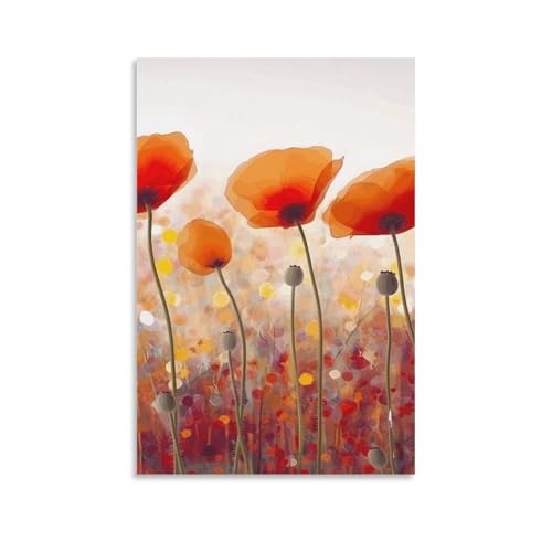 Toile coquelicots pour raviver les murs blancs de bureau et chambre
