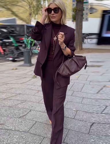 Women's Suit Formal Notch Lapel Jacket and Pants Casual Daily Two Pieces Outfits4